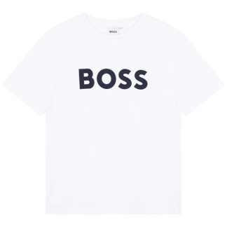 Boss Boss Large Logo T-Shirt Juniors Kids Regular Fit T-Shirts White 10P for sale