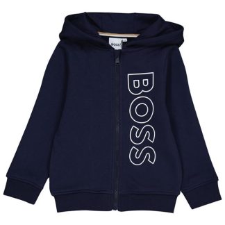 Boss Boss Large Logo Zip Hoodie Kids Zip Hoodies Navy 849 for sale