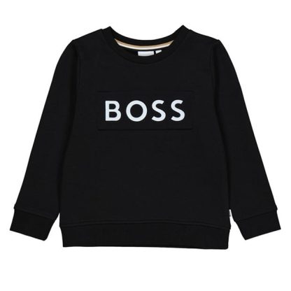 Boss Boss Logo Crew Sweater Junior Boys Kids Crew Sweaters Black 09B for sale