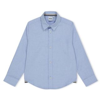 Boss Boss Logo Shirt Kids Oxford Shirt - Long Sleeve Pale Blue 77D for sale