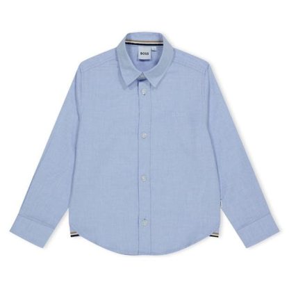 Boss Boss Logo Shirt Kids Oxford Shirt - Long Sleeve Pale Blue 77D for sale