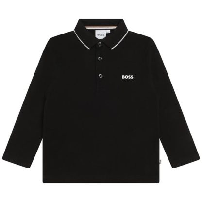 Boss Boss Long Sleeve Small Polo Shirt Juniors Unisex Long Sleeve Polos Black 09B for sale