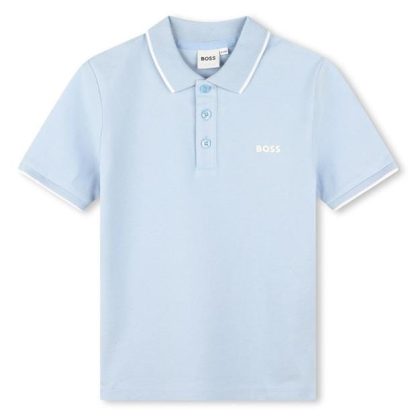 Boss Boss Sml Lgo Polo Jn42 Kids Short Sleeve Polos Pale Blue 783 for sale