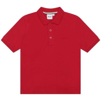 Boss Boss Tonal Polo Shirt Juniors Kids Short Sleeve Polos Poppy 99C for sale