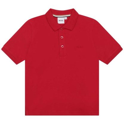 Boss Boss Tonal Polo Shirt Juniors Kids Short Sleeve Polos Poppy 99C for sale