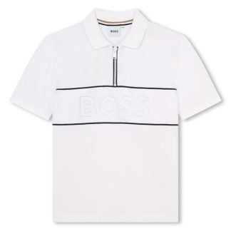 Boss Boss Zip Lgo Polo Jn42 Kids Short Sleeve Polos White 10P for sale