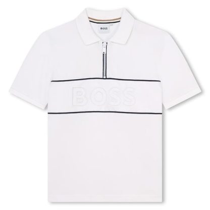 Boss Boss Zip Lgo Polo Jn42 Kids Short Sleeve Polos White 10P for sale