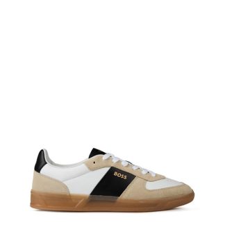 Boss Brandon Leather Trainers Men Low Trainers Open Beige 282 for sale