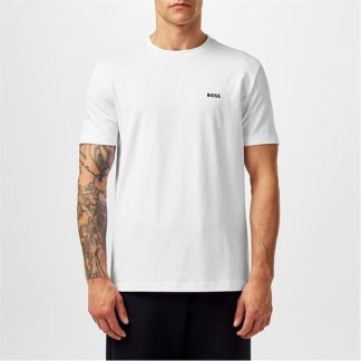 Boss Crew Logo T-Shirt Men Regular Fit T-Shirts White 100 for sale