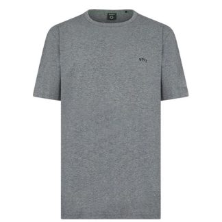 Boss Curved Logo T Shirt Men Regular Fit T-Shirts Medium Grey 031 for sale