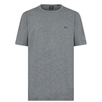 Boss Curved Logo T Shirt Men Regular Fit T-Shirts Medium Grey 031 for sale