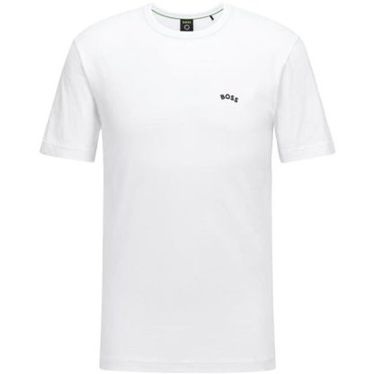 Boss Curved Logo T Shirt Men Regular Fit T-Shirts White 100 for sale