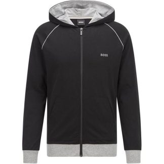 Boss Embroidered Logo Zip-Up Hoodie Men Zip Hoodies Black 001 for sale