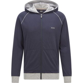 Boss Embroidered Logo Zip-Up Hoodie Men Zip Hoodies Navy 403 for sale