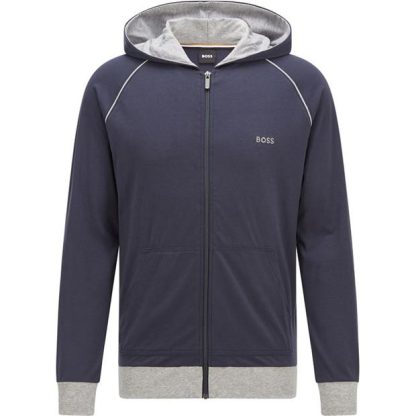 Boss Embroidered Logo Zip-Up Hoodie Men Zip Hoodies Navy 403 for sale