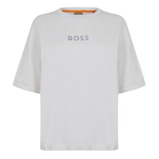 Boss Evarsy Shiny Logo T Shirt Women Regular Fit T-Shirts Open White 118 for sale