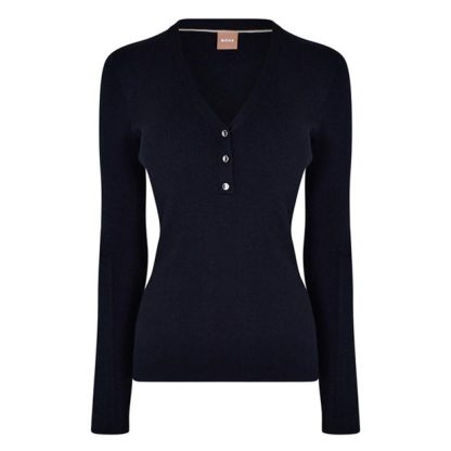 Boss Faramena Knitted Top Women Knitted Tops Dark Blue for sale