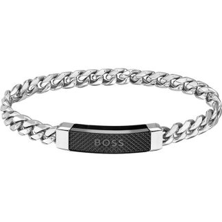 Boss Gents BOSS Bennett Black IP Bracelet Unisex Steel/Black  for sale