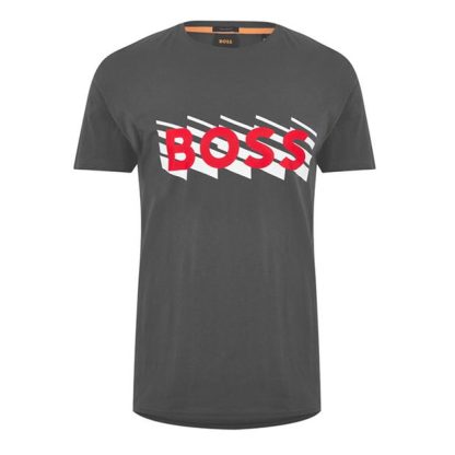 Boss Graphic Logo Print T-Shirt Men Dk Grey 022  for sale