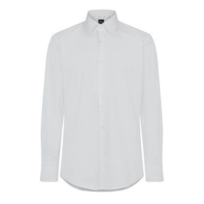 Boss H-HANK-kent-C1-214 10258928 01 Men Plain Shirt - Long Sleeve White 100 for sale