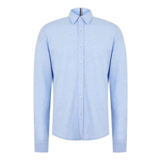 Boss HBB S-ROAN Jrsy LS Sn42 Men Plain Shirt - Long Sleeve Light Blue 450 for sale