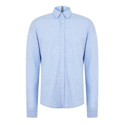 Boss HBB S-ROAN Jrsy LS Sn42 Men Plain Shirt - Long Sleeve Light Blue 450 for sale