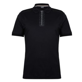 Boss HBB Zip Polo Sn33 Men Short Sleeve Polos Black 001 for sale