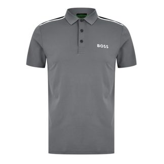 Boss HBG Paddytech Sn41 Men Short Sleeve Performance Polos Medium Grey for sale