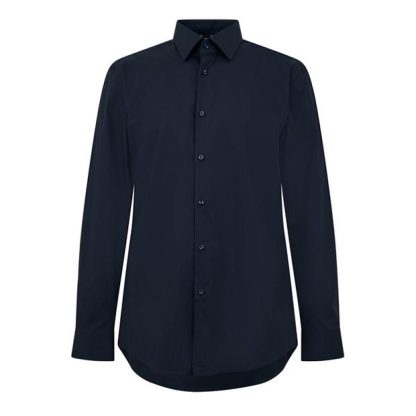 Boss Hank Kent Shirt Men Plain Shirt - Long Sleeve Dark Blue 404 for sale