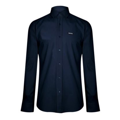 Boss Hank Poplin Shirt Men Plain Shirt - Long Sleeve Navy 404 for sale