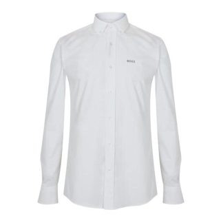 Boss Hank Poplin Shirt Men Plain Shirt - Long Sleeve White 100 for sale