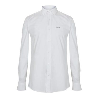 Boss Hank Poplin Shirt Men Plain Shirt - Long Sleeve White 100 for sale