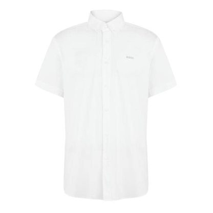 Boss Hank Shirt Men Plain Shirt - Short Sleeve White 100 for sale