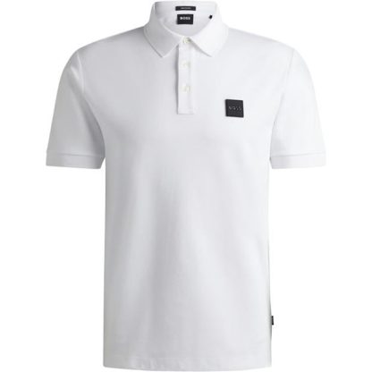 Boss Hugo Boss Parlay Polo Shirt Mens Men Short Sleeve Polos White 100 for sale