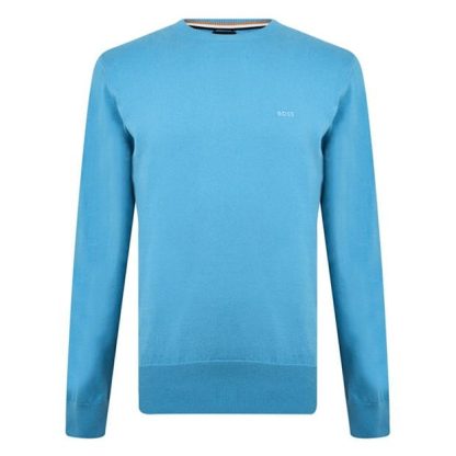 Boss Hugo Boss Pascas Knit Jumper Mens Men Jumpers Past Blue for sale