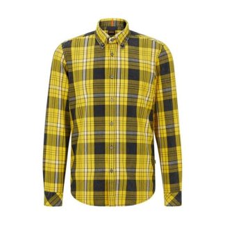 Boss Hugo Boss Rickert Chequered Shirt Men Patterned Shirt - Long Sleeve Yellow 740 for sale