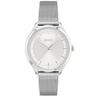 Boss Ladies BOSS Pura Stainless Steel Mesh Strap Watch Women Silver/White  for sale