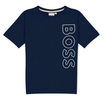 Boss Large Logo T-shirt Kids Regular Fit T-Shirts Navy 849 for sale