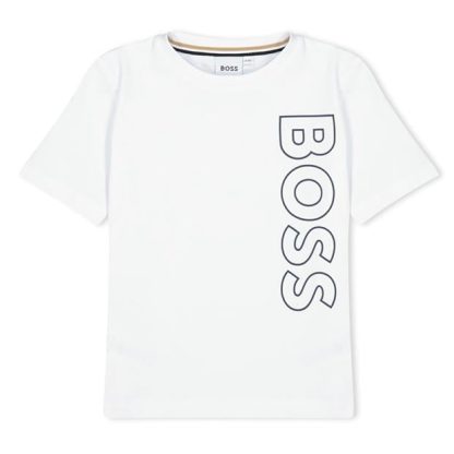 Boss Large Logo T-shirt Kids Regular Fit T-Shirts White 10P for sale