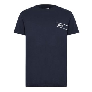 Boss Logo Crew Neck T Shirt Men Regular Fit T-Shirts Navy 412 for sale