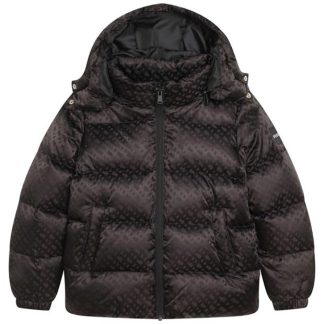 Boss Logo Hooded Down Jacket Juniors Kids Black 09B  for sale