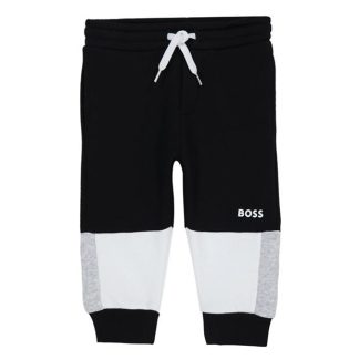 Boss Logo Joggers Infant Boys Kids Closed Hem Fleece Jogging Bottoms Black 09B for sale