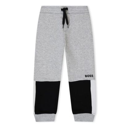 Boss Logo Joggers Infant Boys Kids Closed Hem Fleece Jogging Bottoms Grey A32 for sale