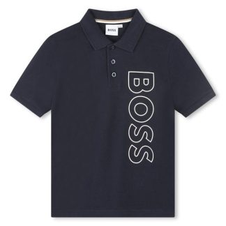 Boss Logo Polo Shirt Boys Kids Short Sleeve Polos Navy 849 for sale