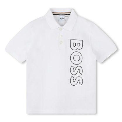 Boss Logo Polo Shirt Boys Kids Short Sleeve Polos White 10P for sale