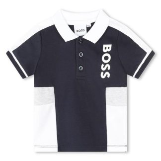 Boss Logo Polo Shirt Infants Kids Short Sleeve Polos Navy 849 for sale