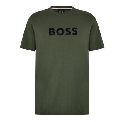 Boss Logo Print T-Shirt Men Regular Fit T-Shirts Khaki 303 for sale