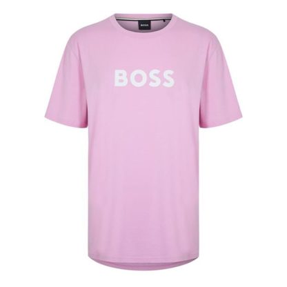 Boss Logo Print T-Shirt Men Regular Fit T-Shirts Light Pink 680 for sale