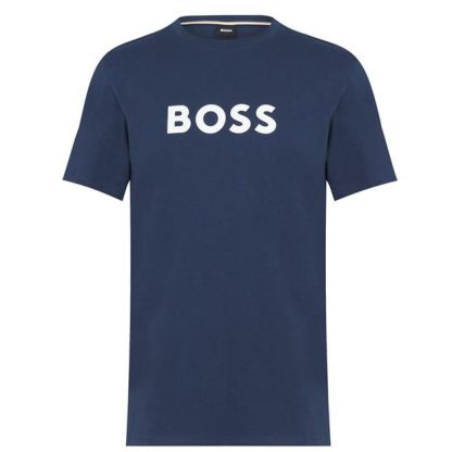 Boss Logo Print T-Shirt Men Regular Fit T-Shirts Navy 412 for sale