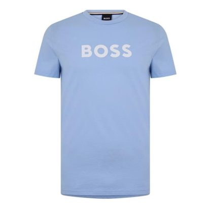 Boss Logo Print T-Shirt Men Regular Fit T-Shirts Pastel Blue 451 for sale